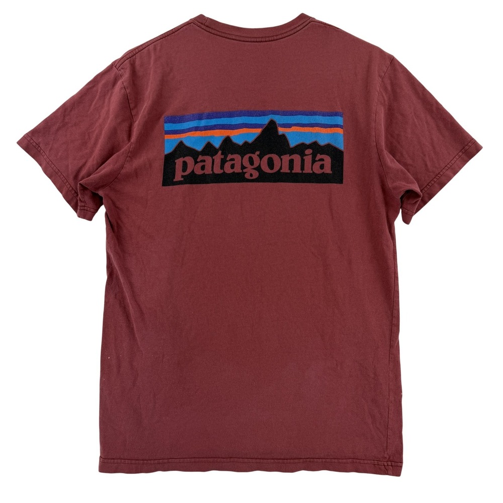 Patagonia Shirt Mens Small Red Back Logo Graphic Tee T-Shirt Tagless Outdoor